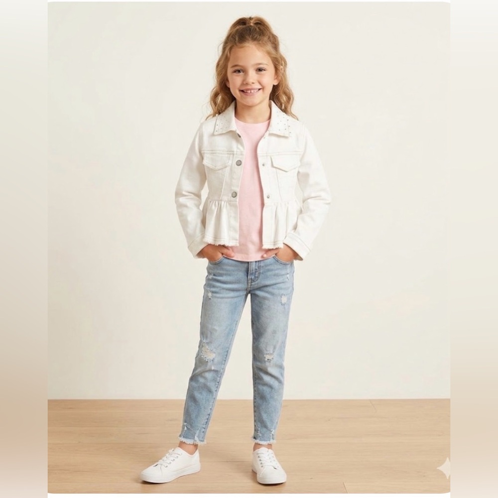 MAYORAL Girls ivory denim jacket. Size 8 years